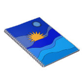 Sun moon heuvelt abstract landschapsblauw notitieboek (Rechterzijde)