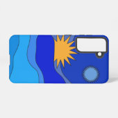 Sun moon heuvelt abstract landschapsblauw samsung galaxy hoesje (Achterkant horizontaal)