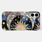 Sun Moon iPhone Case Stained Glass Celestial Gold (Achterkant (horizontaal))