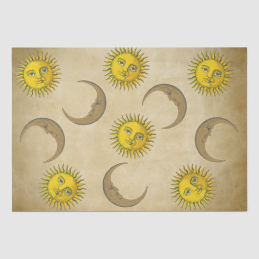 Sun Moon kunst hand geschilderde illustratie Tissuepapier (Voorkant)