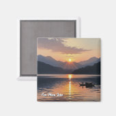 Sun Moon Lake Taiwan zonsopgang Magneet (Voorkant / Achterkant)