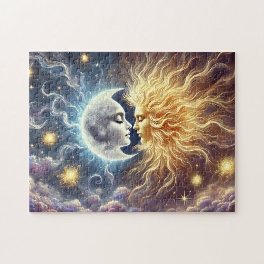 Sun & Moon Lovers Celestial Soulmates Art Legpuzzel (Horizontaal)