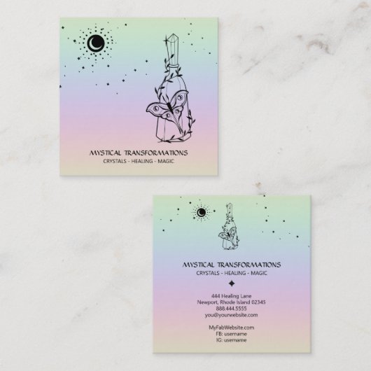 *~* Sun Moon Magic Boho Universe Rainbow Potion Vierkante Visitekaartje (Voorkant / Achterkant)