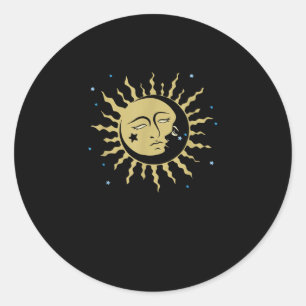 Sun Moon met 90s Witch Whimsigoth esthetiek Ronde Sticker