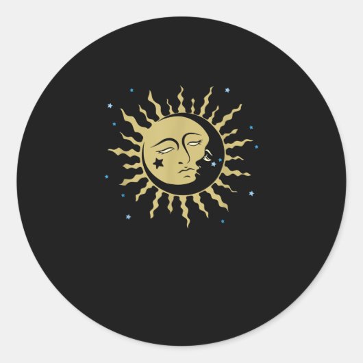 Sun Moon met 90s Witch Whimsigoth esthetiek Ronde Sticker (Voorkant)