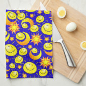 Sun Moon Oranje Yellow Stars Kitchen Handdoeken (Quarter Fold)