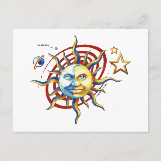 SUN-MOON POST-KAART BRIEFKAART (Voorkant)