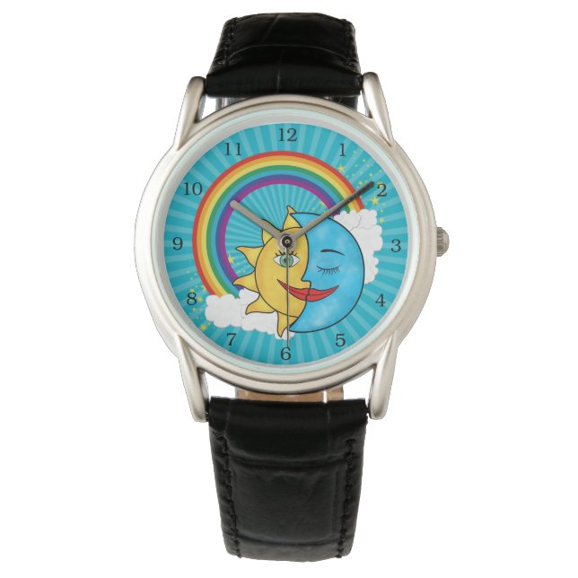 Sun Moon Rainboow Celestial-thema Horloge (Voorkant)