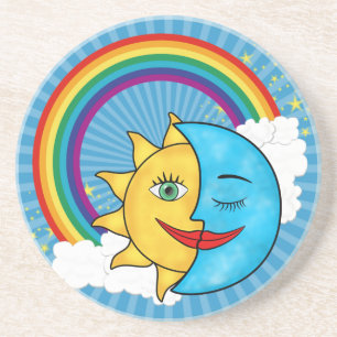 Sun Moon Rainbow Stars Zandsteen Onderzetter