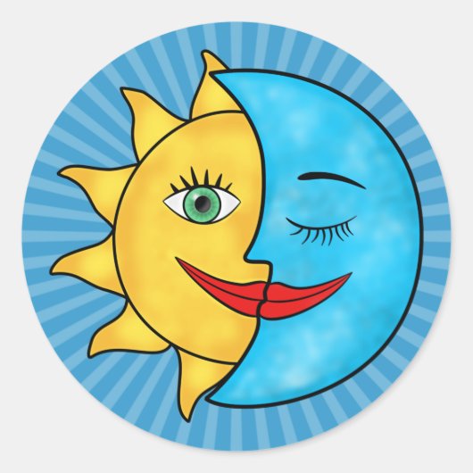 Sun Moon Ronde Sticker (Voorkant)