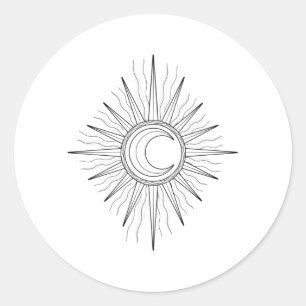 Sun moon ronde sticker