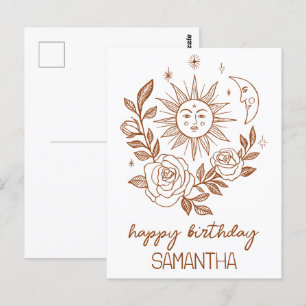 Sun Moon & Roses Boho Magische VERJAARDAG MET NAAM Briefkaart