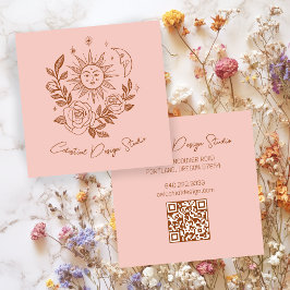 Sun Moon & Roses Magische Boho Aardse Aangepaste Q Vierkante Visitekaartje