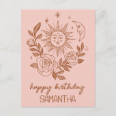 Sun Moon & Rozen Boho Magische CUSTOM NAAM VERJAAR Briefkaart (Voorkant)