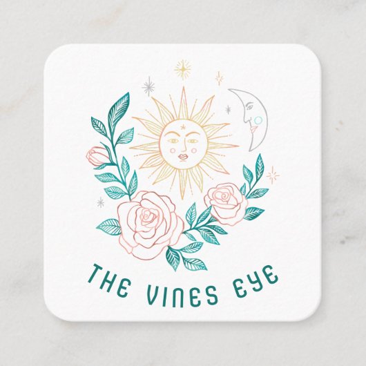 Sun Moon & Rozen Magical Boho CUSTOM Social Media Vierkante Visitekaartje (Voorkant)