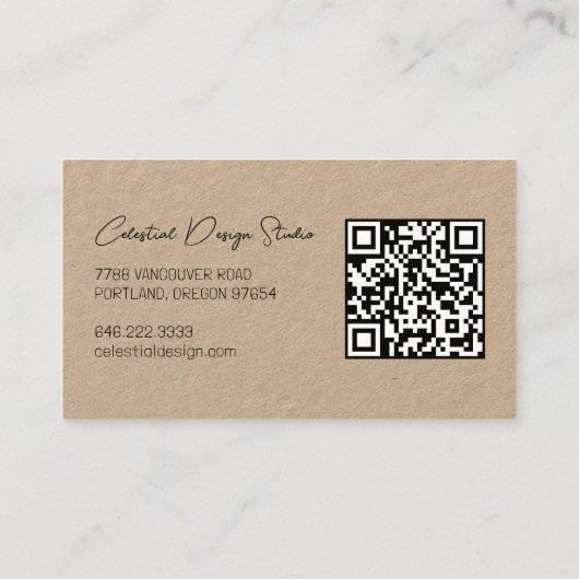 Sun Moon & Rozen Magical Boho KRAFT CUSTOM QR Visitekaartje (Achterkant)