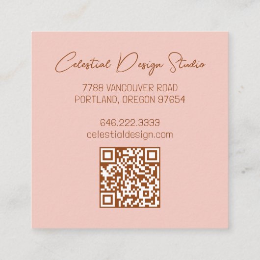 Sun Moon & Rozen Magische Boho Aardse CUSTOM QR Vierkante Visitekaartje (Achterkant)