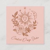Sun Moon & Rozen Magische Boho Aardse CUSTOM QR Vierkante Visitekaartje (Voorkant)