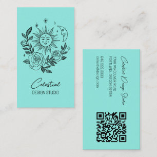 Sun Moon & Rozen Magische Boho Botanische CUSTOM Q Visitekaartje