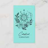 Sun Moon & Rozen Magische Boho Botanische CUSTOM Q Visitekaartje (Voorkant)