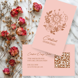 Sun Moon & Rozen Magische Boho Botanische CUSTOM Q Visitekaartje