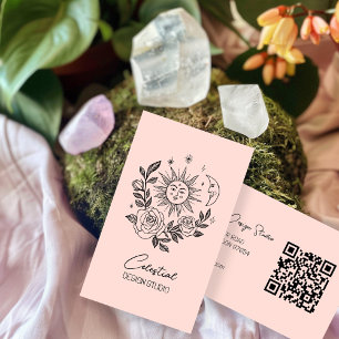Sun Moon & Rozen Magische Boho Botanische CUSTOM Q Visitekaartje