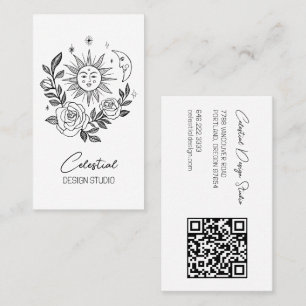 Sun Moon & Rozen Magische Boho Botanische CUSTOM Q Visitekaartje