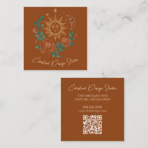 Sun Moon & Rozen Magische Boho Kleurrijke CUSTOM Q Vierkante Visitekaartje
