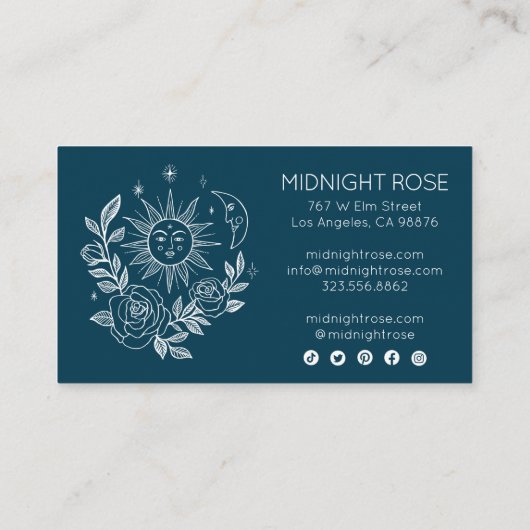 Sun Moon & Rozen Magische Boho Kleurrijke CUSTOM Visitekaartje (Achterkant)