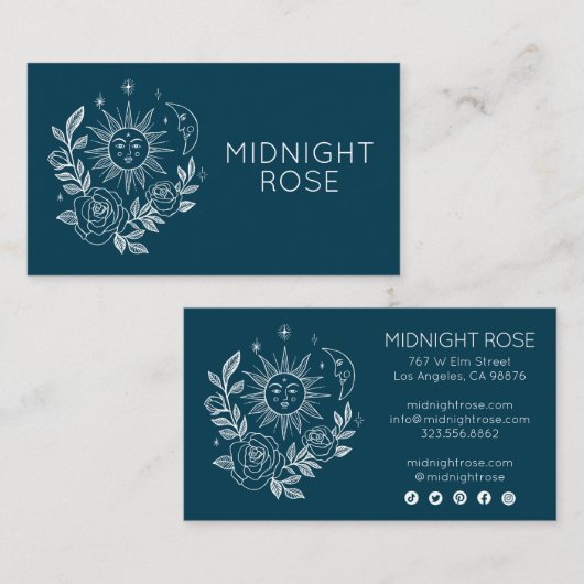 Sun Moon & Rozen Magische Boho Kleurrijke CUSTOM Visitekaartje (Voorkant / Achterkant)