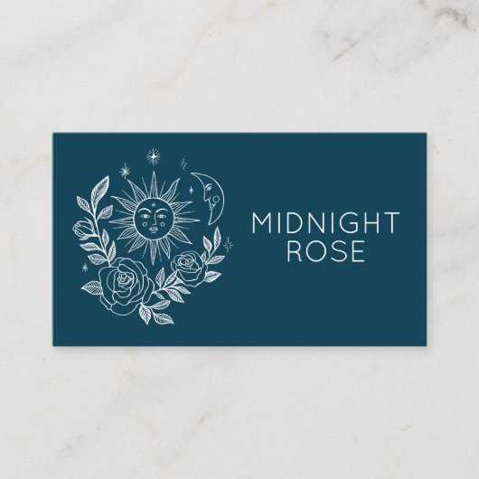 Sun Moon & Rozen Magische Boho Kleurrijke CUSTOM Visitekaartje (Voorkant)