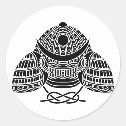 Sun moon Samurai helmet Ronde Sticker (Voorkant)