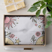 Sun Moon Stars Bloemen Roze Geel Decoupage Tissuepapier (Geschenk)