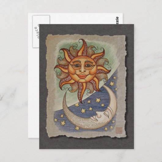 Sun Moon & Stars Briefkaart (Voorkant / Achterkant)