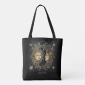 Sun Moon Stars Celestial Gepersonaliseerd Zwart Tote Bag (Achterkant)