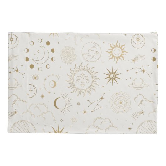 Sun Moon Stars Celestial Mystic Pattern Kussensloop (Achterkant)