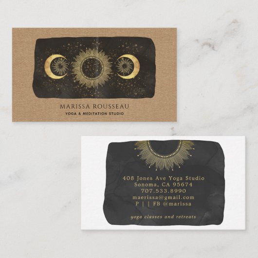 Sun Moon Stars Celestial Yoga Studio Visitekaartje (Voorkant / Achterkant)