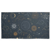 Sun Moon Stars Dark Celestial Pattern Kussensloop (Voorkant)