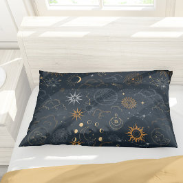 Sun Moon Stars Dark Celestial Pattern Kussensloop