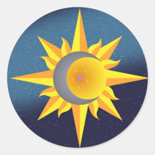 SUN MOON STARS FUSION ABSTRACT RONDE STICKER