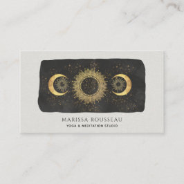 Sun Moon Stars Gold Black Yoga Studio Business Car Visitekaartje