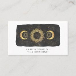 Sun Moon Stars Gold Black Yoga Studio Visitekaartje