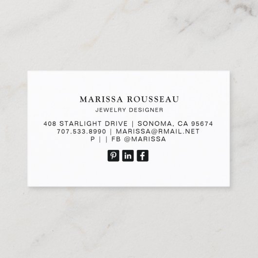 Sun Moon Stars Goud Zwart Wit Sieraden Ontwerper Visitekaartje (Achterkant)