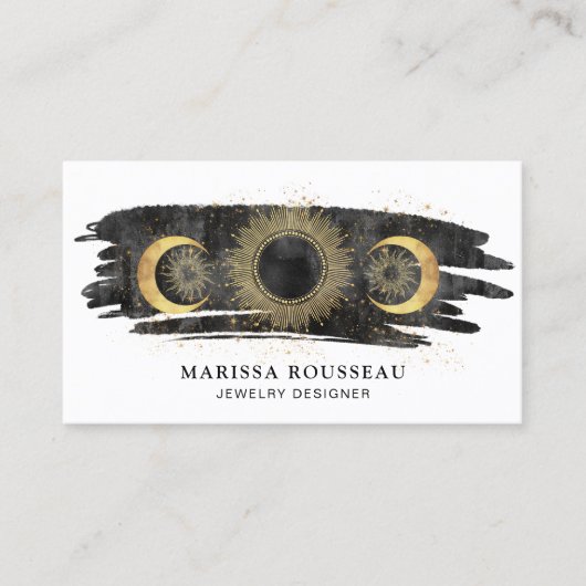 Sun Moon Stars Goud Zwart Wit Sieraden Ontwerper Visitekaartje (Voorkant)