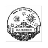 Sun Moon Stars Ocean Earth Library Boek Zelfinktende Stempel (Design)