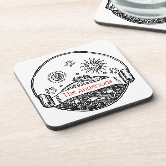  Sun Moon Stars Ocean Planet Earth Tekening Drankjes Onderzetter (Linkerzijde)