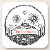  Sun Moon Stars Ocean Planet Earth Tekening Drankjes Onderzetter (Voorkant)