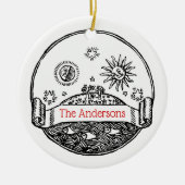 Sun Moon Stars Ocean Planet Earth Tekening Keramisch Ornament (Voorkant)