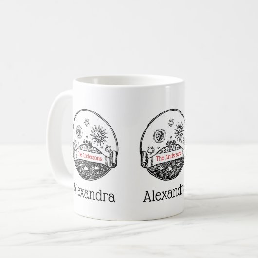 Sun Moon Stars Ocean Planet Earth Tekening Koffiemok (Voorkant links)