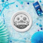  Sun Moon Stars Ocean Planet Earth Tekening Papieren Bordje (Feest)